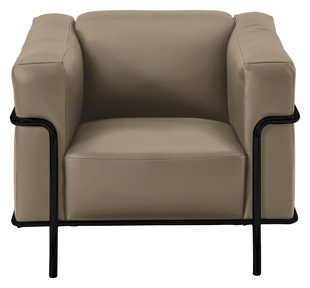 SESSEL in Echtleder Hellbraun  - Hellbraun/Schwarz, Design, Leder/Metall (91/67/96cm) - Johann Jakob