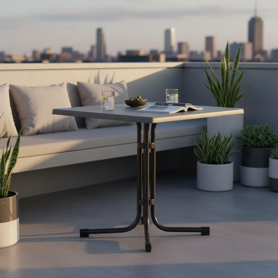 GARTENKLAPPTISCH 80/80/72 cm  - Anthrazit/Grau, Basics, Holzwerkstoff/Metall (80/80/72cm) - Gardenson