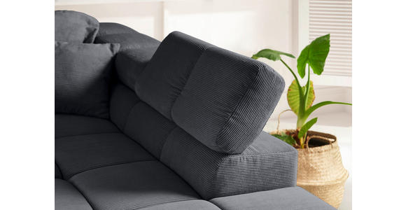 ECKSOFA in Cord Anthrazit  - Anthrazit/Schwarz, Design, Kunststoff/Textil (319/215cm) - Hom`in