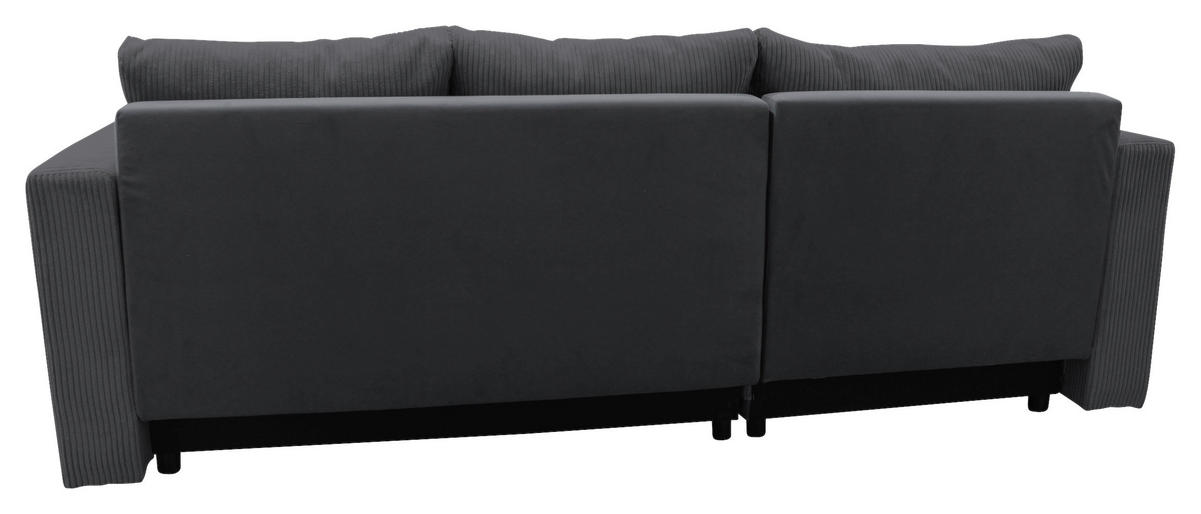ECKSOFA STELLA Dunkelgrau Plüsch Rückenkissen, Bettkasten  - Dunkelgrau/Schwarz, Design, Kunststoff/Textil (166/234cm) - MID.YOU