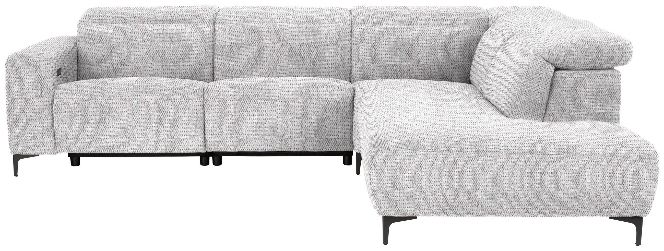 ECKSOFA in Flachgewebe Hellgrau  290/238 cm  - Hellgrau/Schwarz, Design, Textil/Metall (290/238cm) - Pure Home Lifestyle