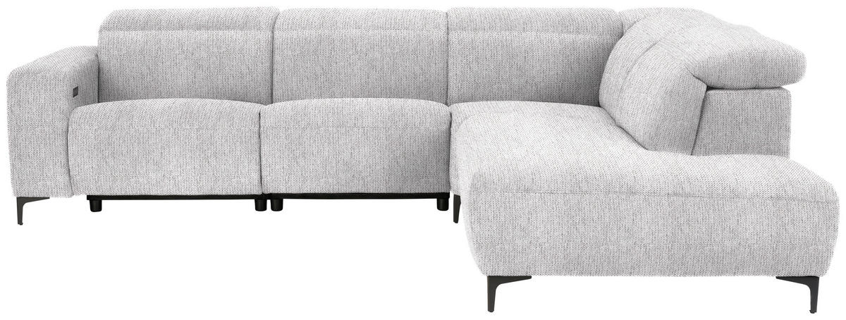 ECKSOFA in Flachgewebe Hellgrau  290/238 cm  - Hellgrau/Schwarz, Design, Textil/Metall (290/238cm) - Pure Home Lifestyle