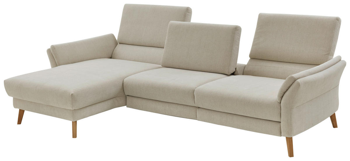 ECKSOFA Beige Chenille, Flachgewebe  - Beige/Naturfarben, Design, Holz/Textil (281/157cm) - Valnatura