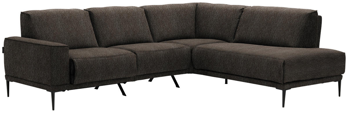 ECKSOFA in Flachgewebe Dunkelbraun  - Dunkelbraun/Schwarz, Design, Textil/Metall (260/210cm) - Johann Jakob