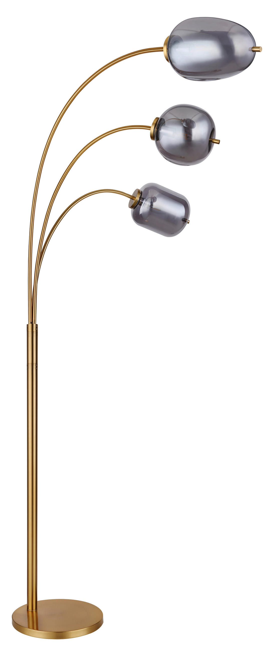 BOGENLEUCHTE - Messingfarben/Grau, Design, Glas/Metall (80/60/175cm) - Globo