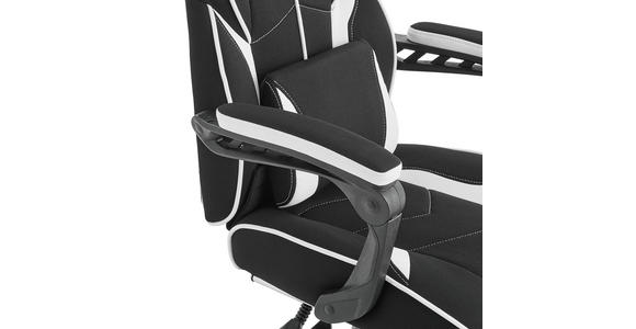 GAMINGSTUHL in Lederlook, Mikrofaser, Vliesstoff Schwarz, Weiß - Schwarz/Weiß, Design, Kunststoff/Textil (65/114/67cm) - Novel