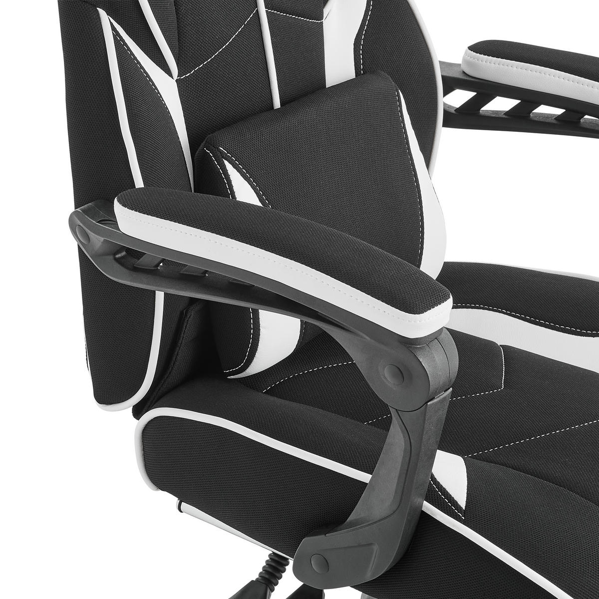 GAMINGSTUHL Schwarz, Weiß Metall, Kunststoff, Textil   - Schwarz/Weiß, Design, Kunststoff/Textil (65/114/67cm) - Novel