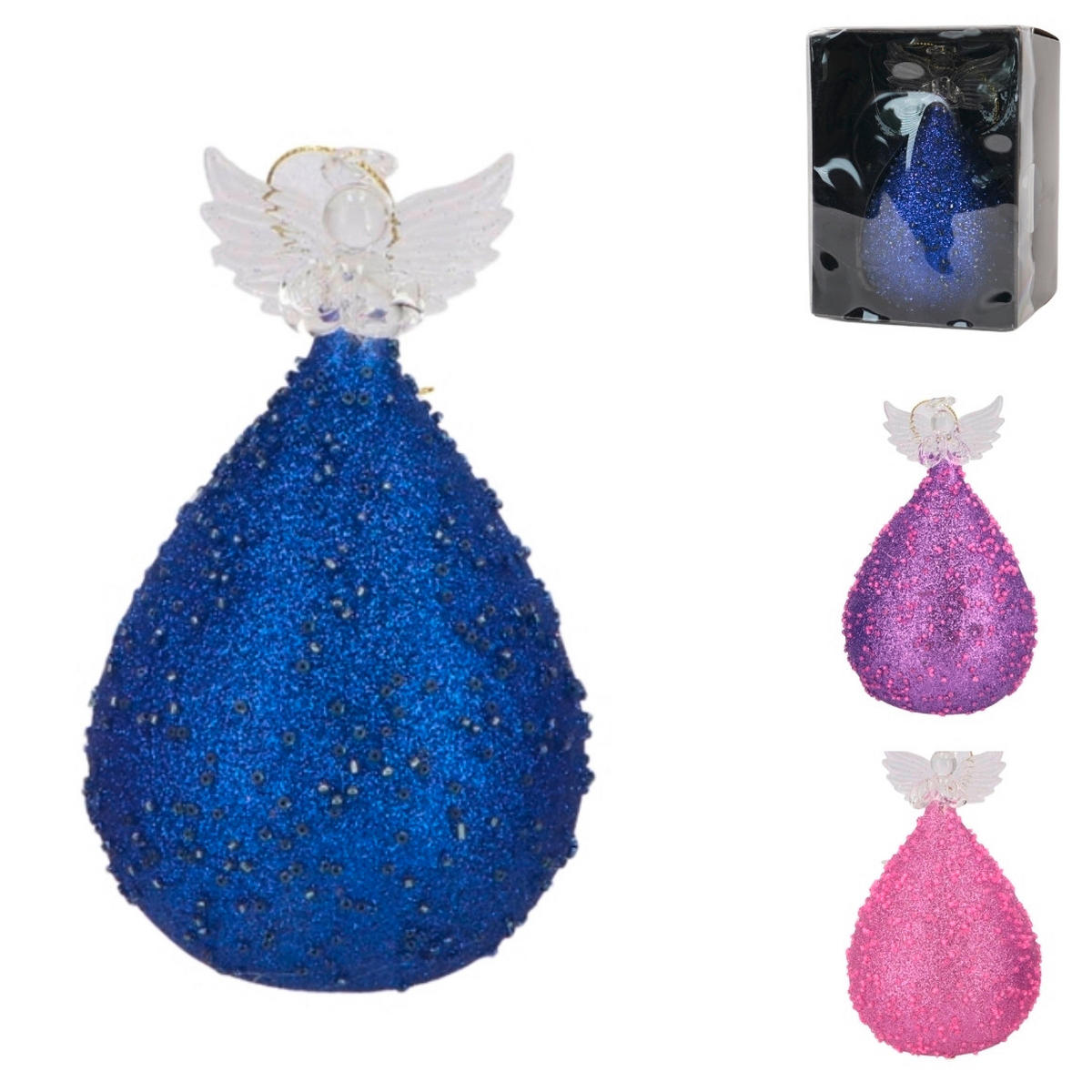 OKRASNI ANGEL - vijolična/modra, Basics, steklo (7/7/12cm)