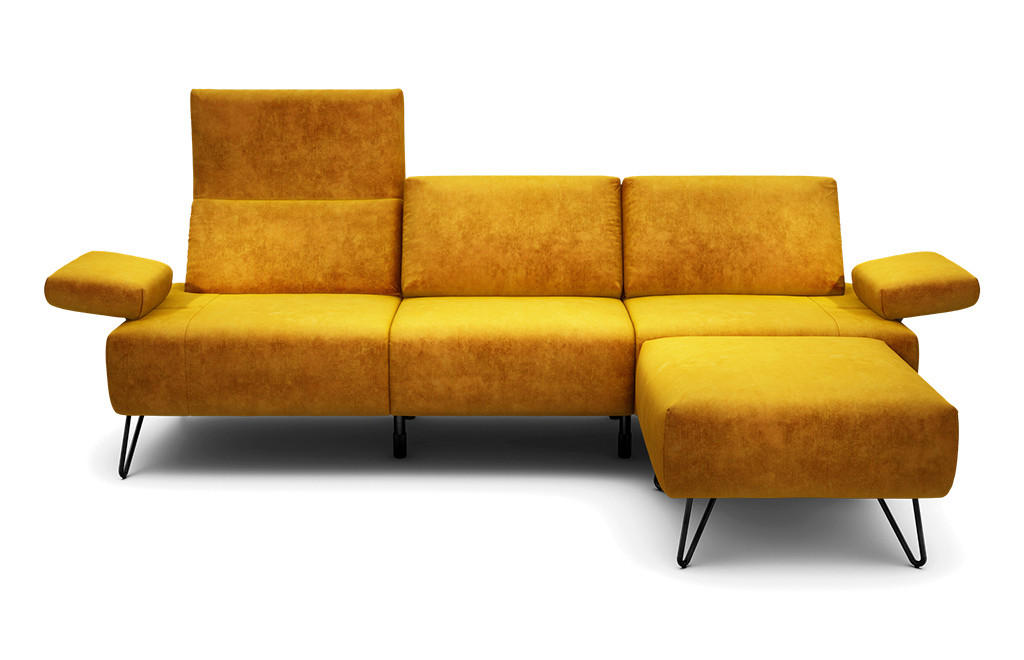 3-SITZER-SOFA Samt Gelb  - Gelb/Schwarz, Design, Textil/Metall (234-264/85/86-94cm) - SENSOO