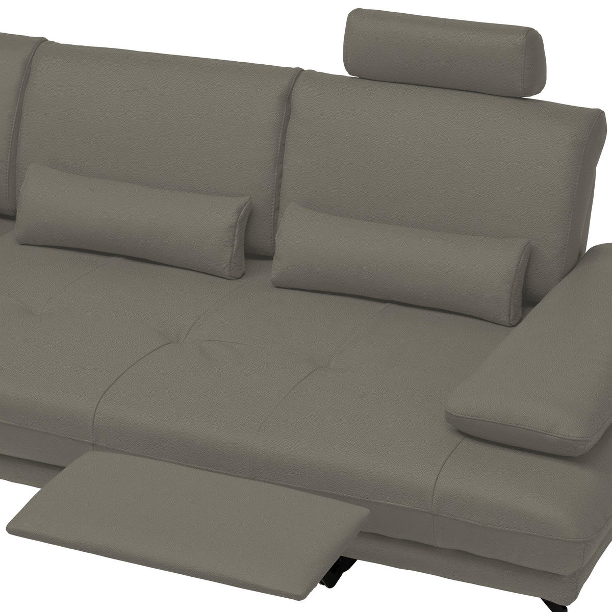 ECKSOFA Graubraun Echtleder  - Graubraun/Schwarz, Design, Leder/Metall (187/273cm) - Celina Home