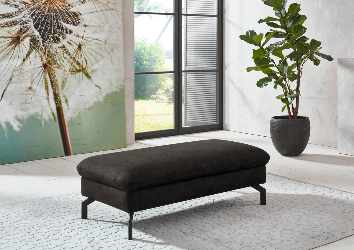 ECKSOFA in Velours Dunkelbraun  - Dunkelbraun/Schwarz, Design, Textil/Metall (306/179cm) - Beldomo System