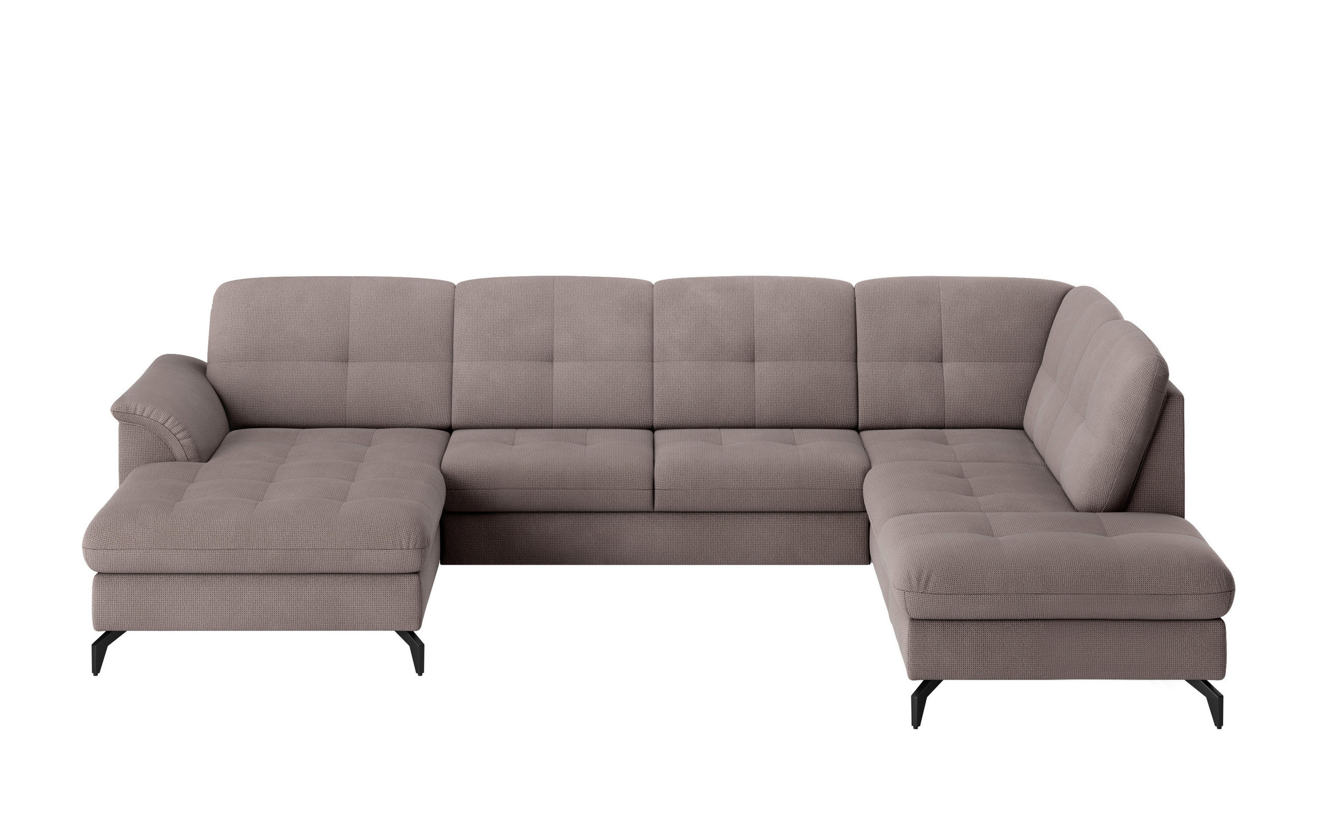 WOHNLANDSCHAFT in Flachgewebe Taupe  - Taupe/Schwarz, Modern, Textil/Metall (164/319/212cm) - Sit & More