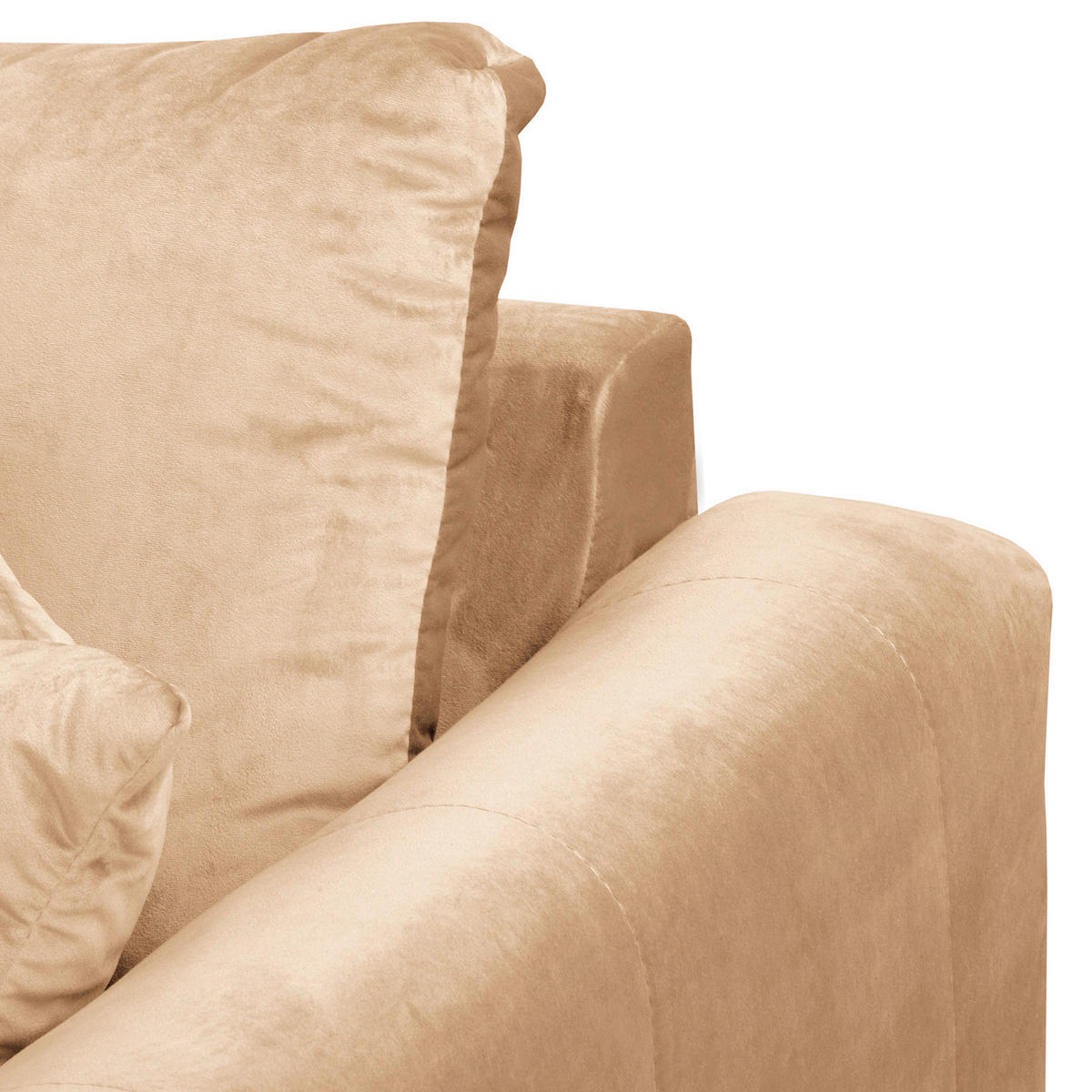 ECKSOFA inkl. Hocker Ariella in Samt Hellbraun  161/231 cm  - Hellbraun/Naturfarben, Design, Holz/Textil (161/231cm) - Livetastic