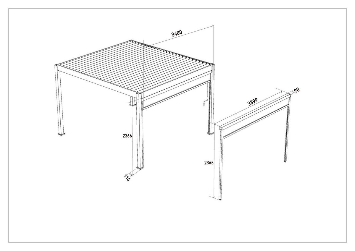 PERGOLA-ROLLO 339,9/236,5/9 cm   - Graphitfarben, Basics, Textil/Metall (339,9/236,5/9cm) - Gardenson