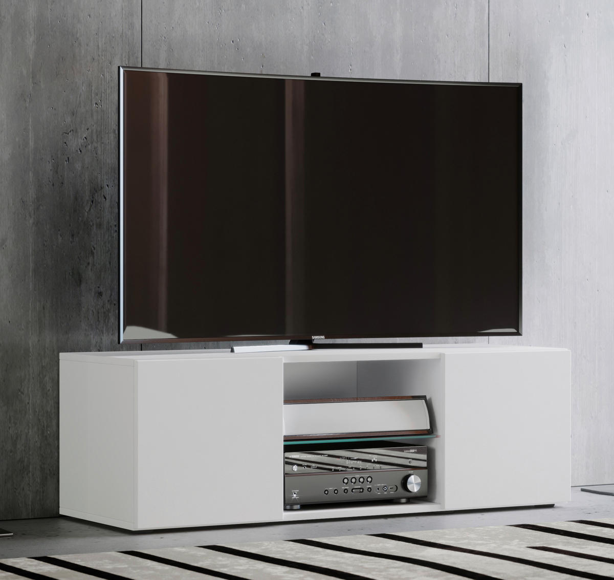 TV-ELEMENT  in 115/40/36 cm  - Weiss/Schwarz, Konventionell, Glas/Holzwerkstoff (115/40/36cm) - MID.YOU