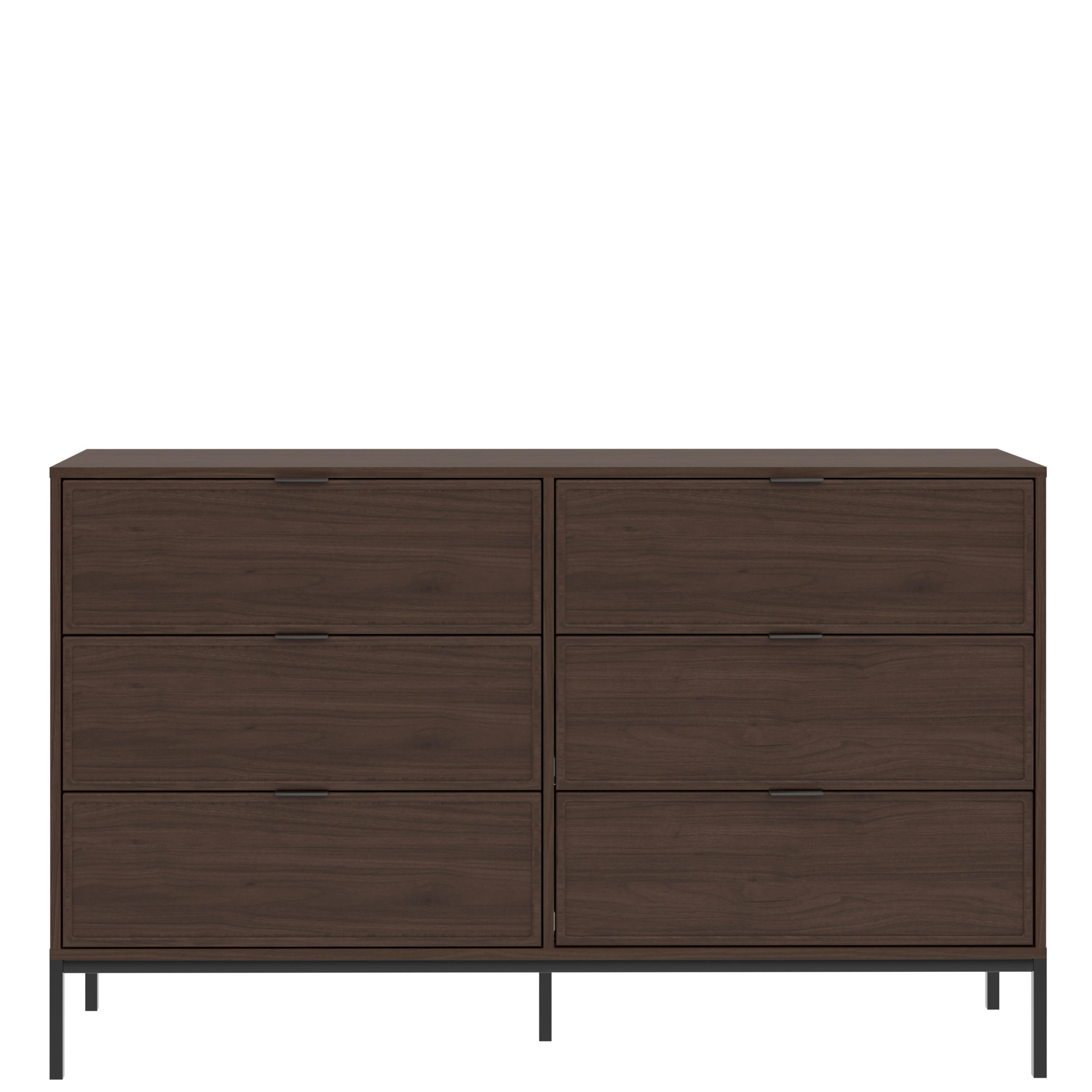 KOMMODE Deco, 150/92/40 cm, 6 Schublade(n)  - Walnussfarben/Schwarz, Design, Holzwerkstoff/Metall (150/92/40cm) - MID.YOU