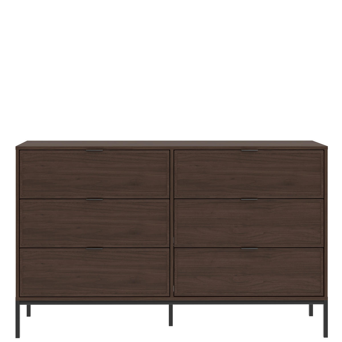 KOMMODE Deco, 150/92/40 cm, 6 Schublade(n)  - Walnussfarben/Schwarz, Design, Holzwerkstoff/Metall (150/92/40cm) - MID.YOU