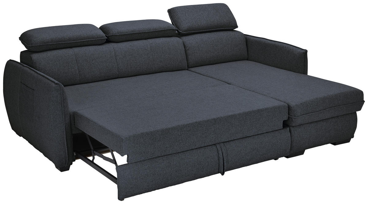 SAROKKANAPÉ textil sötétszürke  - fekete/sötétszürke, Modern, műanyag/textil (182/237cm) - Carryhome