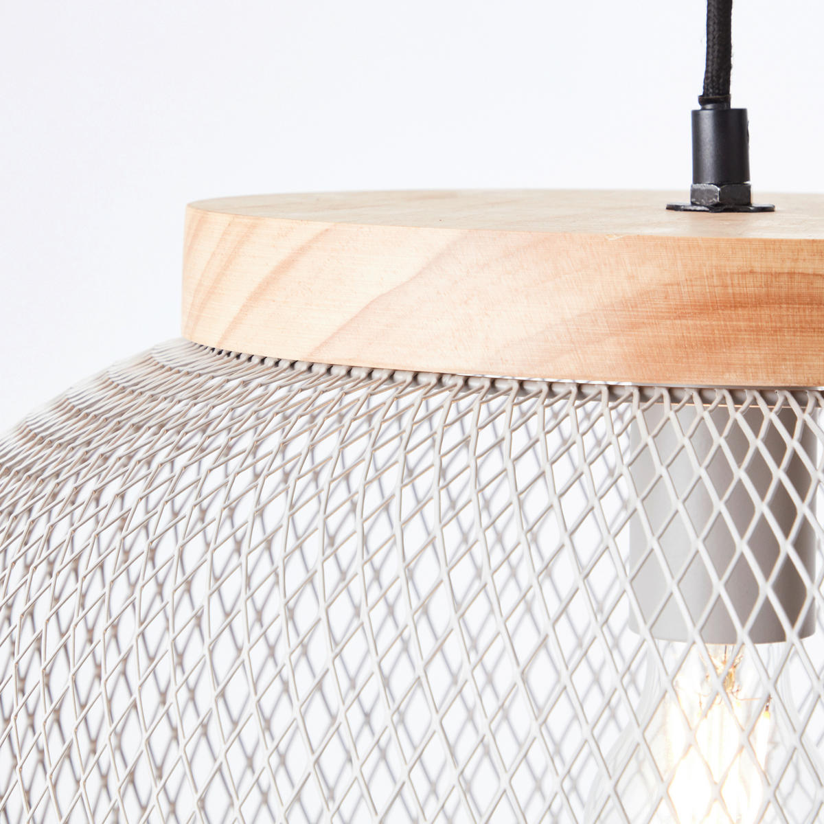 PENDELLEUCHTE 39/113 cm    - Hellgrau/Kieferfarben, Basics, Holz/Metall (39/113cm) - Brilliant