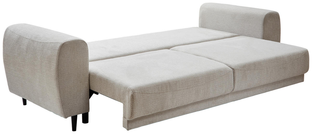 SCHLAFSOFA in Chenille Hellgrau  - Hellgrau/Schwarz, Design, Holz/Textil (245/85/92cm) - Livetastic