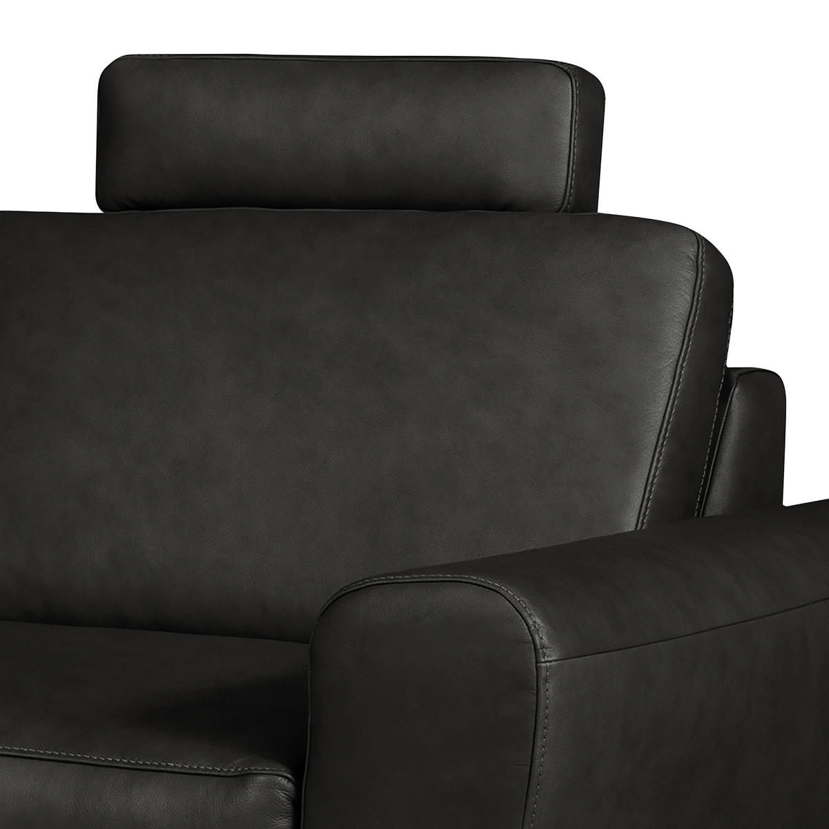 ECKSOFA in Echtleder Schwarz  - Schwarz, Design, Leder/Metall (250/273cm) - Livetastic