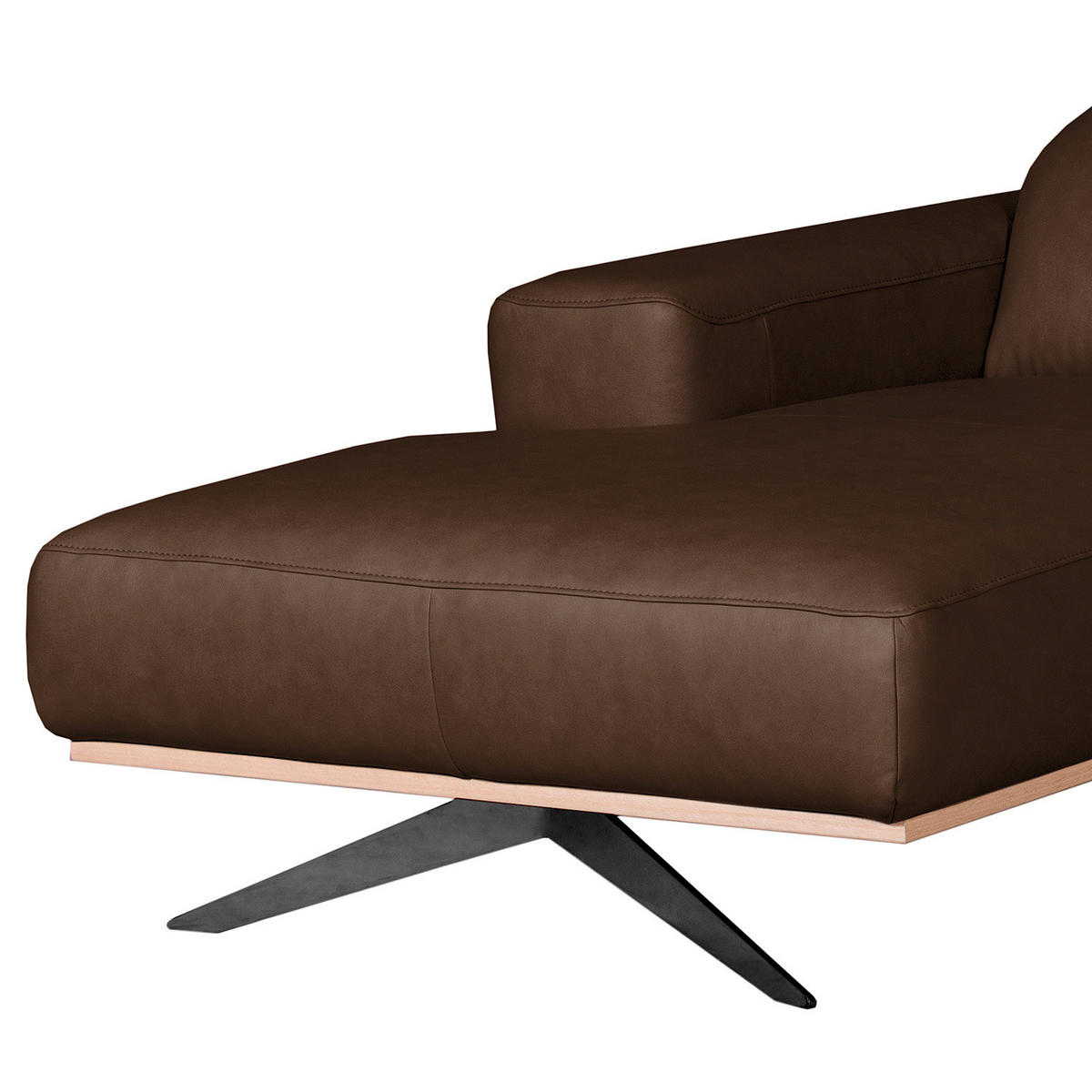 ECKSOFA  in Echtleder Dunkelbraun  187/295 cm  - Dunkelbraun/Schwarz, Design, Leder/Metall (187/295cm) - Livetastic