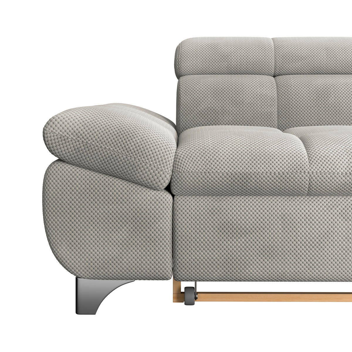 ECKSOFA Taupe Chenille  - Taupe/Chromfarben, KONVENTIONELL, Textil/Metall (312/234cm) - Livetastic