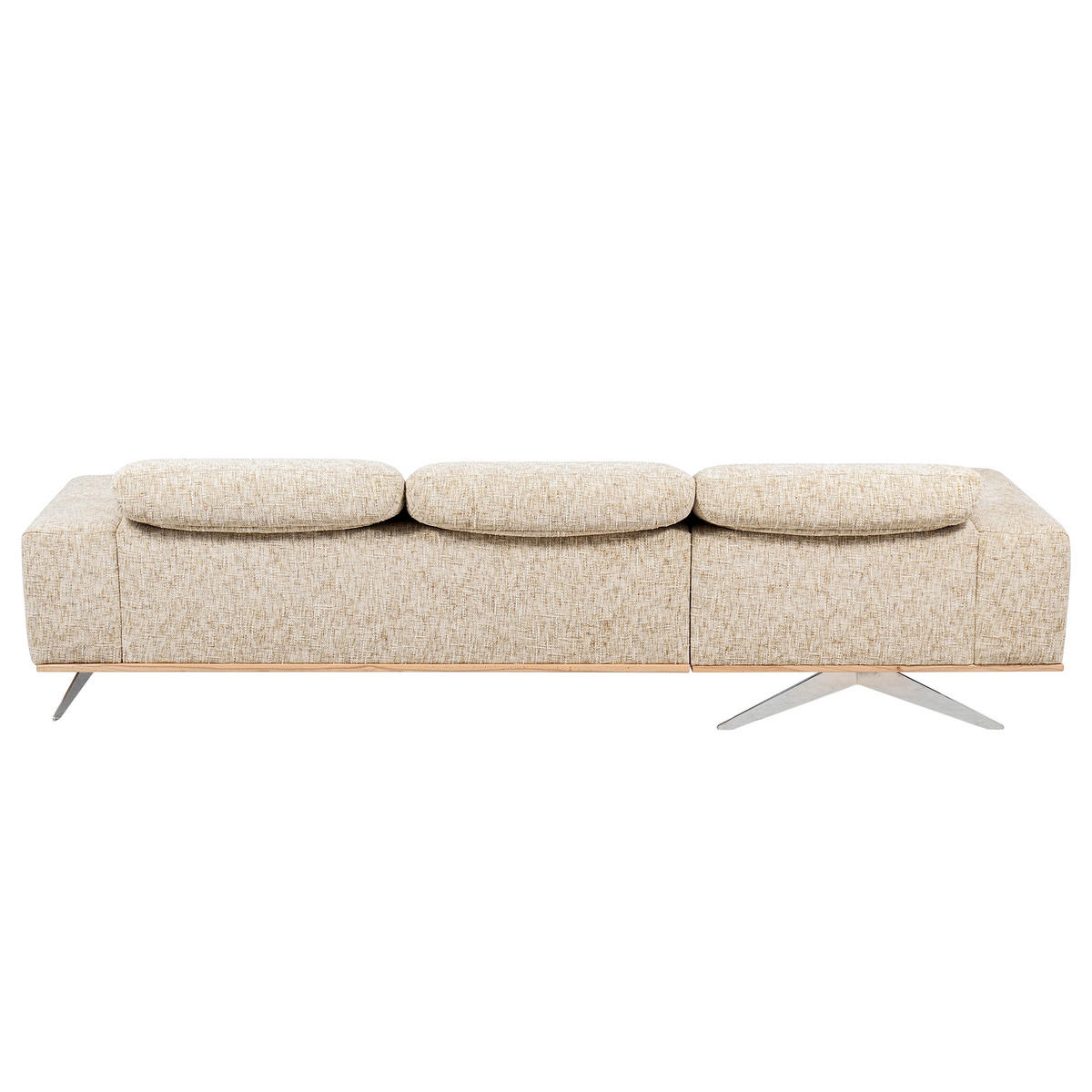 ECKSOFA PORTLAND in Struktur Beige Kopfteilverstellung  187/295 cm  - Chromfarben/Beige, Design, Holz/Textil (187/295cm) - Livetastic