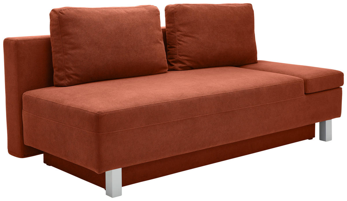 SCHLAFSOFA in Flachgewebe Kupferfarben  - Chromfarben/Kupferfarben, Design, Holz/Textil (205/77-93/99cm) - Novel