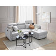 ECKSOFA Hellgrau Flachgewebe  inkl. Schlaffunktion, Rücken echt, Kopfteilverstellung, Stauraum, Liegefläche im Originalstoff  - Hellgrau/Schwarz, MODERN, Kunststoff/Textil (182/237cm) - Carryhome