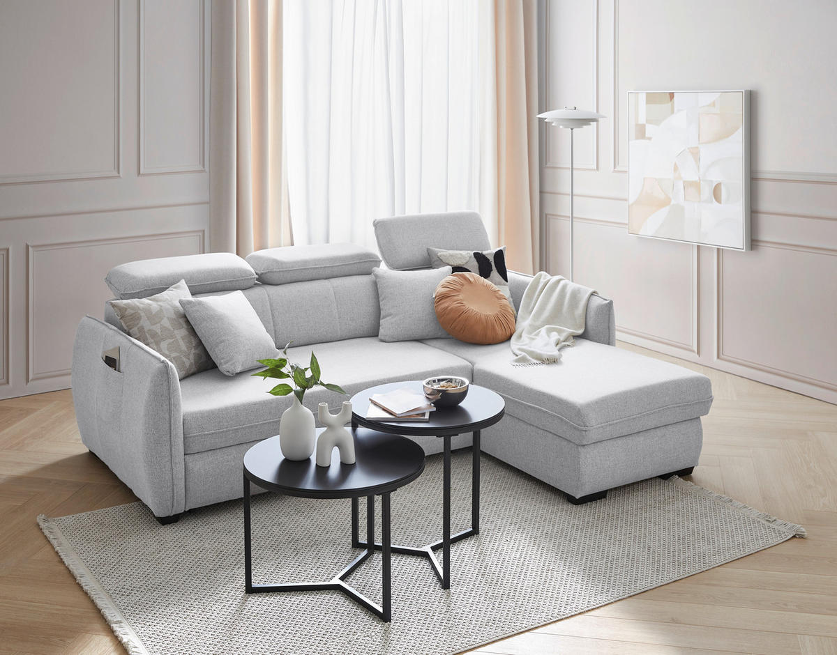 SAROKKANAPÉ textil világosszürke  - világosszürke/fekete, Modern, műanyag/textil (182/237cm) - Carryhome