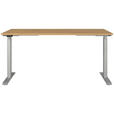 SCHREIBTISCH 160/80/72-118 cm  in Silberfarben, Eichefarben, Braun  - Eichefarben/Silberfarben, MODERN, Holzwerkstoff/Metall (160/80/72-118cm) - Novel