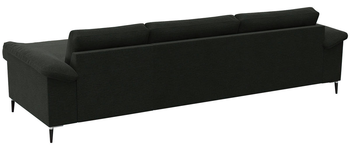ECKSOFA Waldgrün Flachgewebe  - Waldgrün/Alufarben, Design, Textil/Metall (274/159cm) - Livetastic