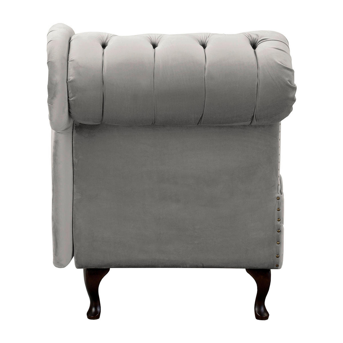 RÉCAMIERE Samt Grau  - Braun/Grau, Design, Holz/Textil (185/93/75cm) - Livetastic