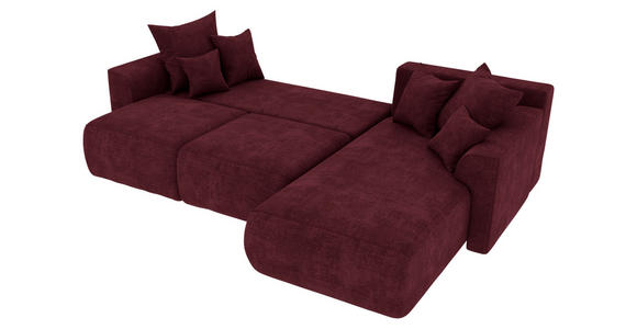 ECKSOFA in Samt Bordeaux  293/195 cm  - Chromfarben/Bordeaux, KONVENTIONELL, Kunststoff/Textil (293/195cm) - Carryhome