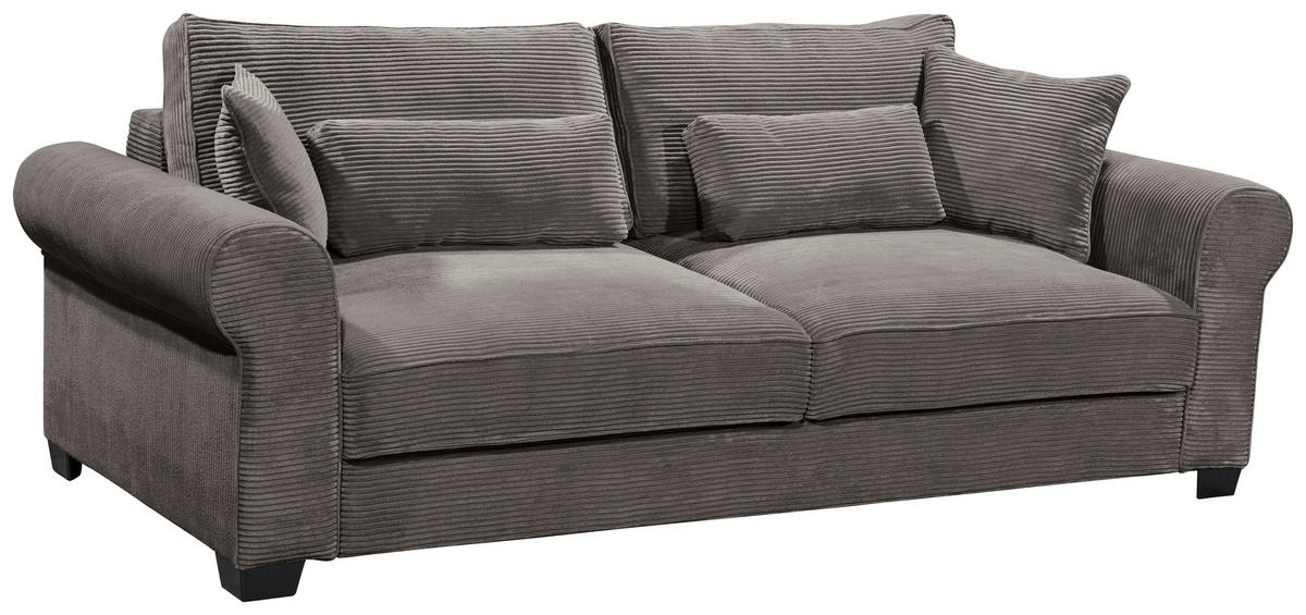 SCHLAFSOFA in Cord Mokka  - Schwarz/Mokka, Basics, Kunststoff/Textil (250/95/125cm) - MID.YOU