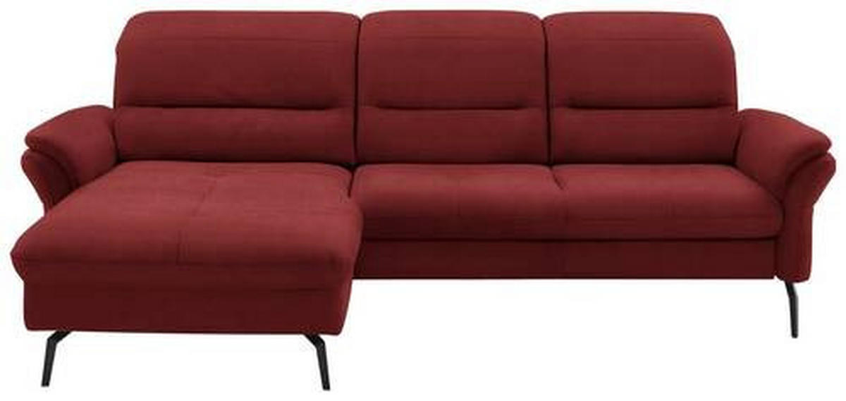 ECKSOFA in Flachgewebe Rot  - Rot/Schwarz, Konventionell, Textil/Metall (181/260cm) - Beldomo Speed