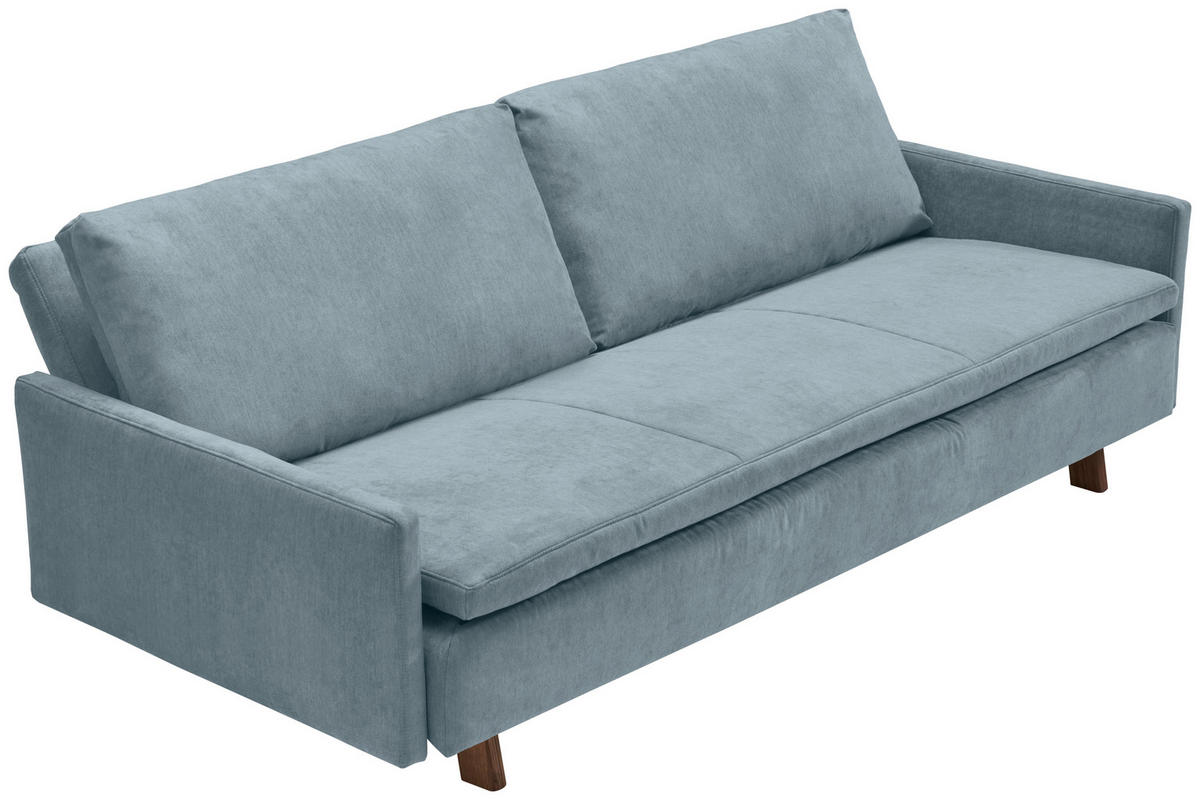 SCHLAFSOFA Flachgewebe Hellblau  - Eichefarben/Hellblau, KONVENTIONELL, Holz/Textil (220/85/98cm) - Carryhome