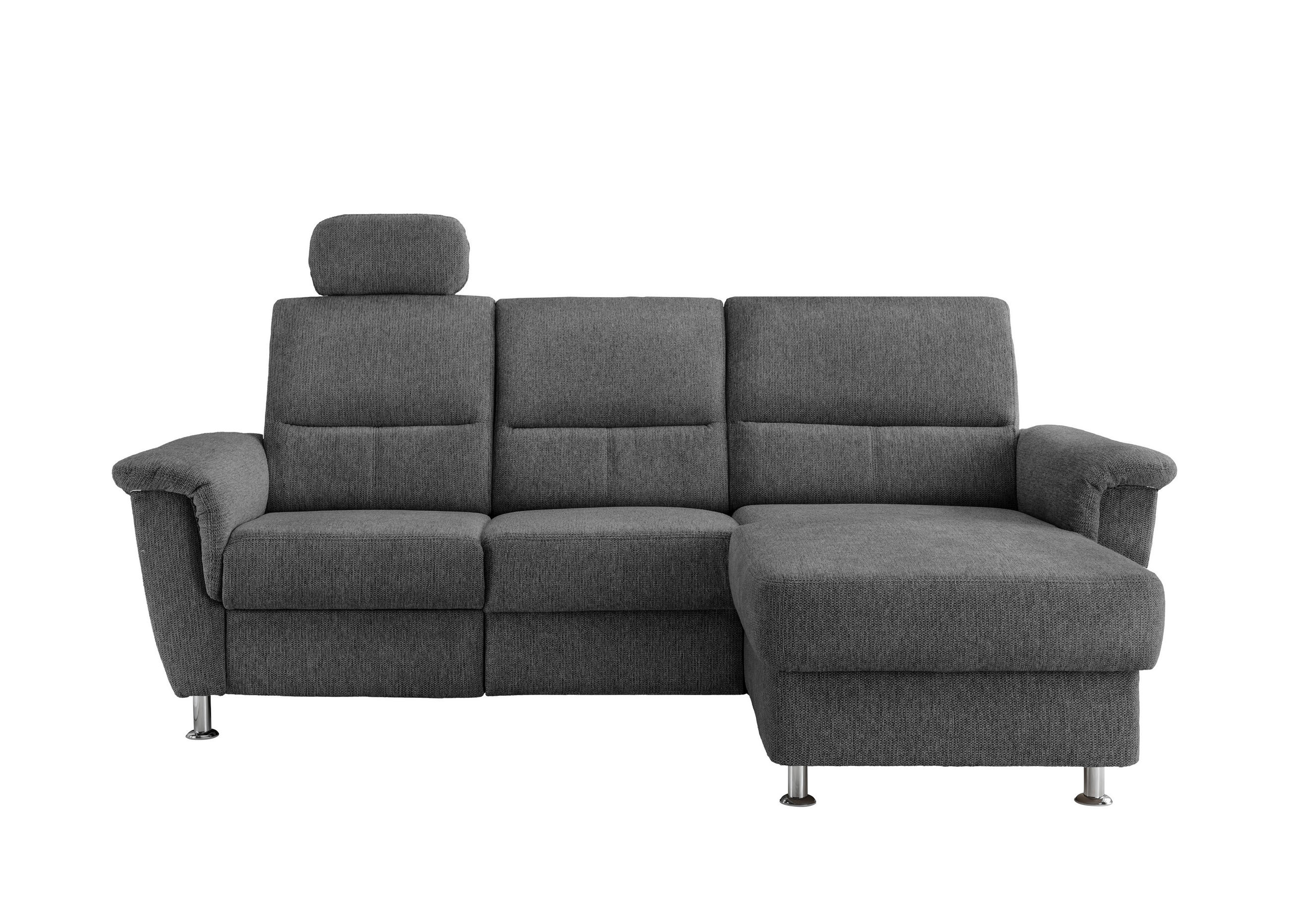 ECKSOFA Anthrazit Chenille Bettkasten, Stauraum, Kopfstütze  - Chromfarben/Anthrazit, MODERN, Textil/Metall (231/165cm) - Livetastic