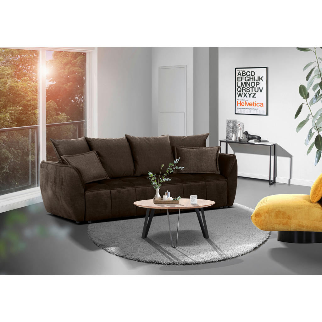 Thumbnail - Carryhome Schlafsofa, Dunkelbraun, Textil, 2-Sitzer, Füllung: Schaumstoff, 250x70x118 cm, Liegefunktion, Schlafen auf Si...