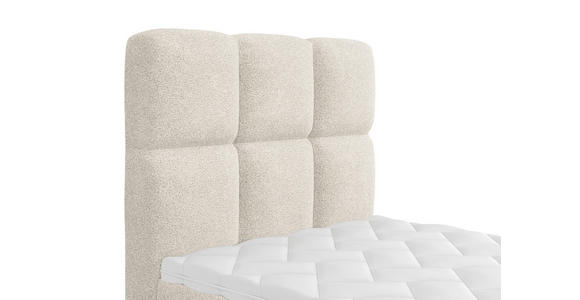 BOXBETT 90/200 cm,  in Beige, gepolstertes Kopfteil, Bettkasten, Topper, H3 = fest  - Beige/Schwarz, Design, Holzwerkstoff/Kunststoff (90/200cm) - Xora