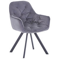 STOLIČKA S PODRÚČKAMI, železo, zamat, sivá, čierna - čierna/sivá, Design, kov/textil (62/86/62cm) - Hom`in