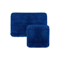 SADA KOUPELNOVÝCH PŘEDLOŽEK, 50x50/55x85 cm - modrá, Basics, textil/plast (50x50/55x85cm) - Kleine Wolke