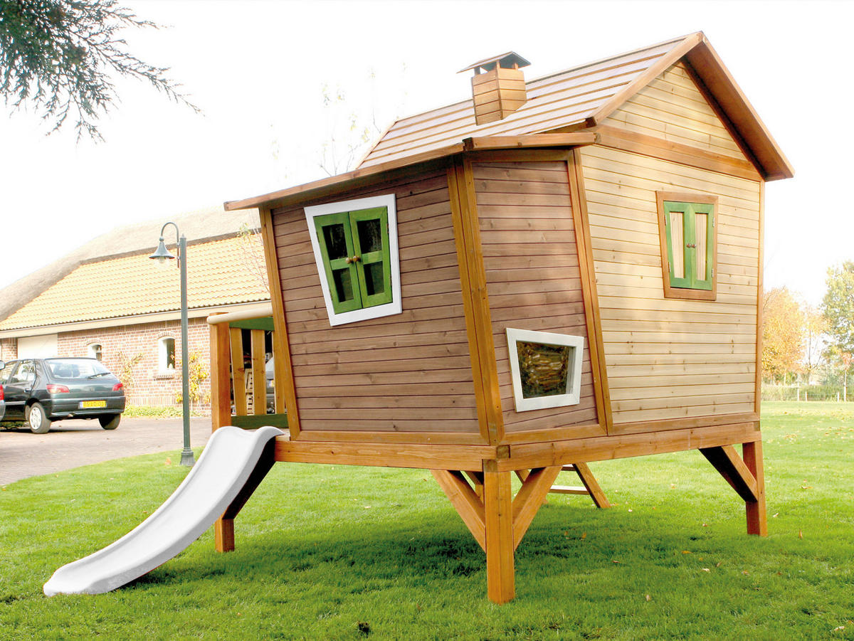 SPIELHAUS 123/12,8/152 cm  - Weiss/Braun, Konventionell, Holz/Kunststoff (123/12,8/152cm)