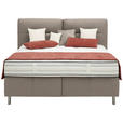 BOXSPRINGBETT 140/200 cm  in Hellbraun  - Hellbraun/Alufarben, KONVENTIONELL, Textil/Metall (140/200cm) - Dieter Knoll