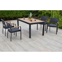 GARTENTISCHGRUPPE beschichtet Aluminium  - Graphitfarben/Grau, KONVENTIONELL, Kunststoff/Textil - Gardenson