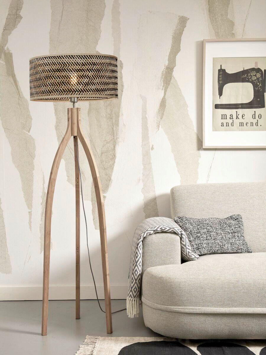 GOLVLAMPA GOOD&MOJO 50/50/145 cm    - svart/naturfärgad, Trend (50/50/145cm) - Good & Mojo