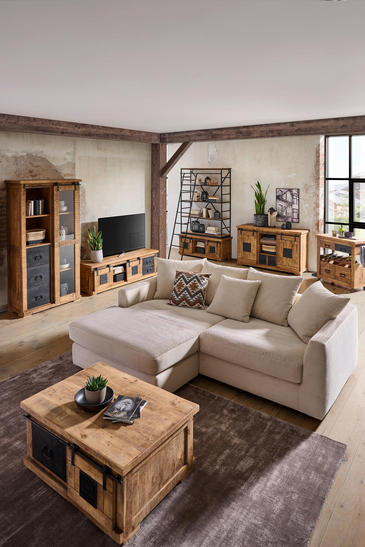 SIDEBOARD Naturfarben, Schwarz  145/85/45 cm  - Schwarz/Naturfarben, Konventionell, Holz/Holzwerkstoff (145/85/45cm) - Landscape