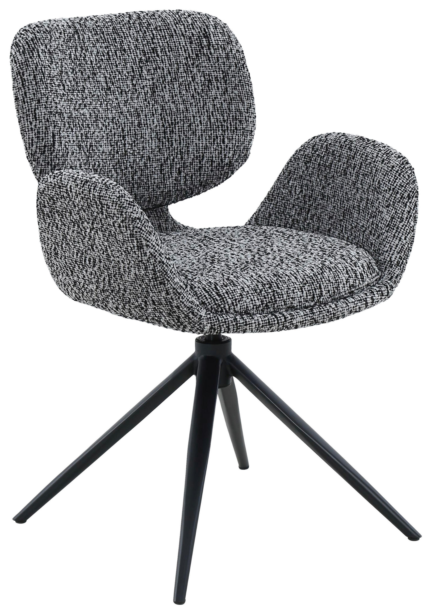 ARMLEHNSTUHL  Sitzfläche 360° drehbar, automatische Rückholfunktion Chenille  - Schwarz, Design, Textil/Metall (58,5/83,5/61,5cm) - Novel