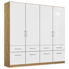 DREHTÜRENSCHRANK  in Eiche Artisan, Weiß Hochglanz  - Chromfarben/Weiß Hochglanz, MODERN, Holzwerkstoff/Kunststoff (181/210/54cm) - Rauch Möbel